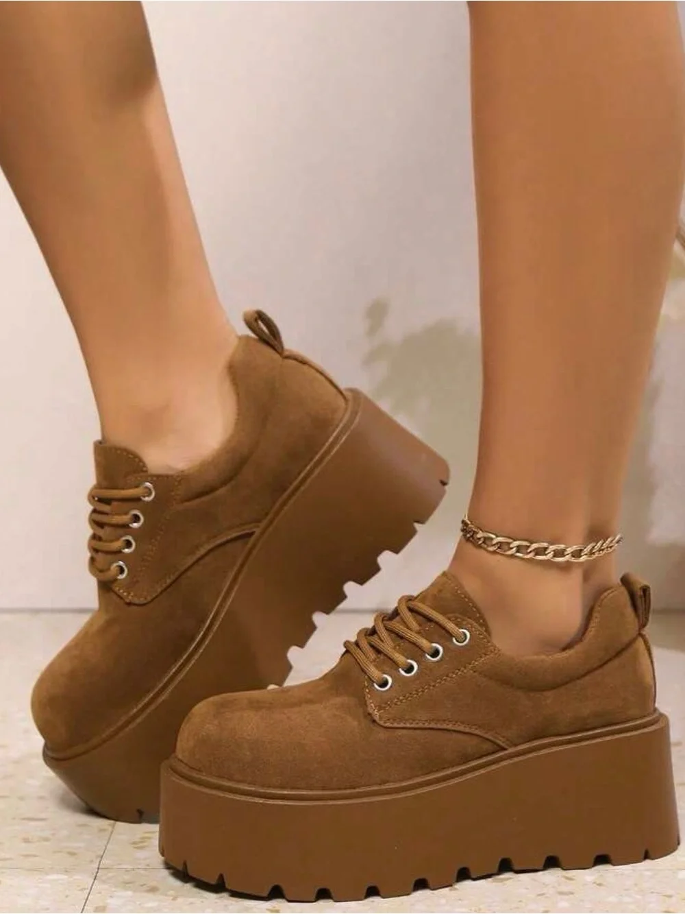Women’s Platform Lace-Up Sneakers in Brown - Picture 13 of 13